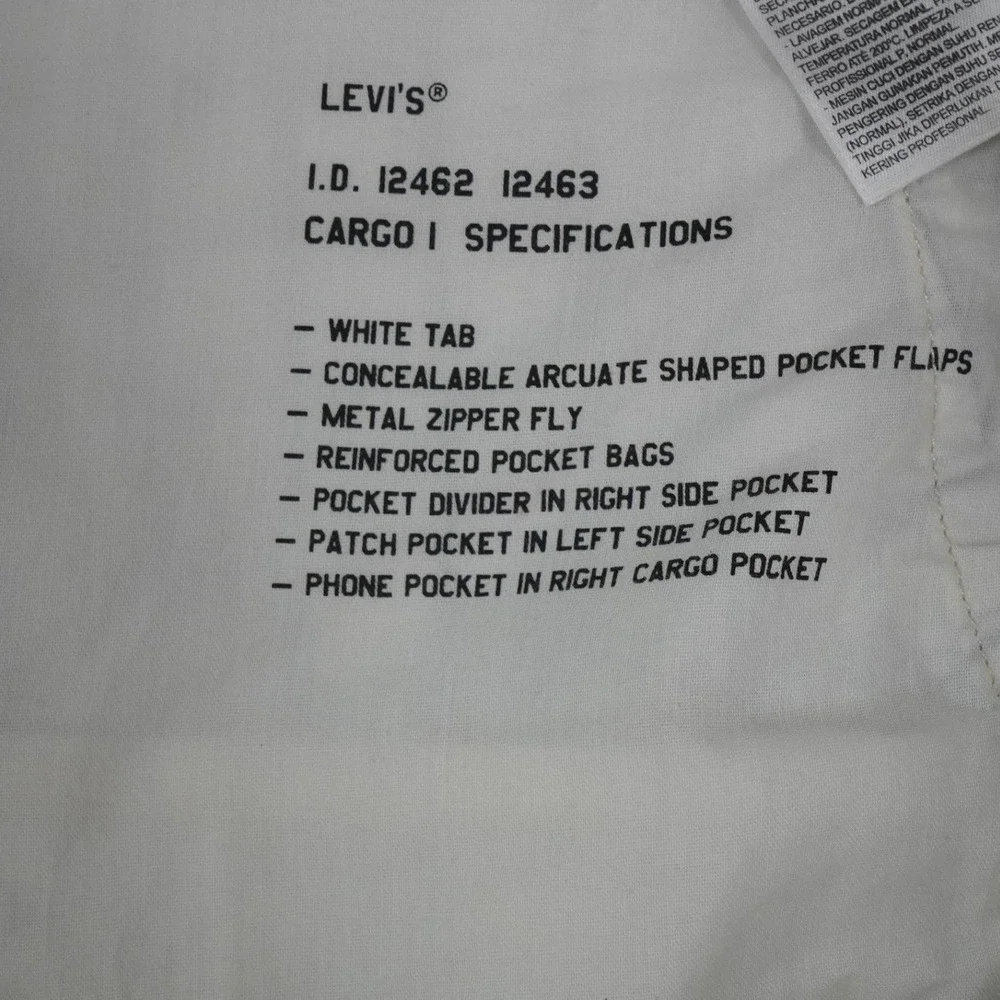 Levis Cargo Shorts Mens 38 White Black Grid Plaid Streetwear‎ Outdoor Skater